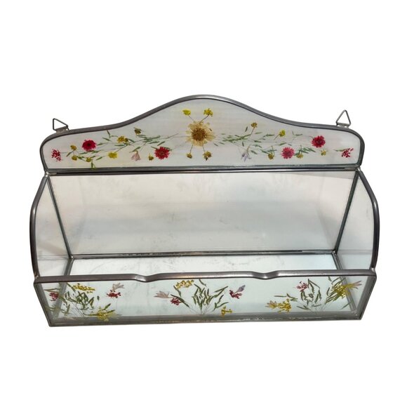 Handcrafted Pressed Flower Glass Wall-Mounted Organizer With Metal Frame - Picture 14 of 14